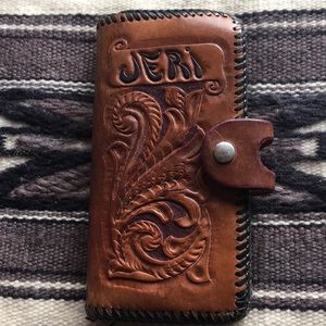 Vintage Stamped Leather Checkbook Wallet.